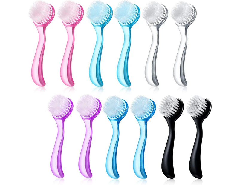 12 Pieces Facial Cleansing Brush Soft Bristle Face Brush Scrub Exfoliating Facial Brushes With Handle