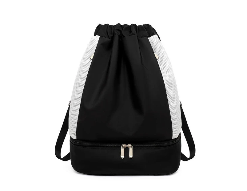 Nevenka Womens Drawstring Bag Large Wet and Dry Separation Backpack-Black