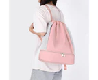 Nevenka Womens Drawstring Bag Large Wet and Dry Separation Backpack-Pink
