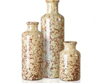 3 ceramic vases, rustic decorative vase set, table, bookcase, mantle and entrance decoration. Camel