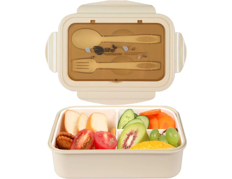 Lunch Boxes,Bento Boxes,Bento Lunch Boxes With 3 Compartments-khaki
