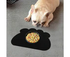 Pet Mat Dog Bowl Mat,Dog Paw Silicone Placemat - Black