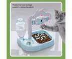 Kbu Cat Food Dispenser Splash Proof Food Grade PP Leaking Food Toy Pet Automatic Drinking Feeding Fountain for Kitten-Blue - Blue