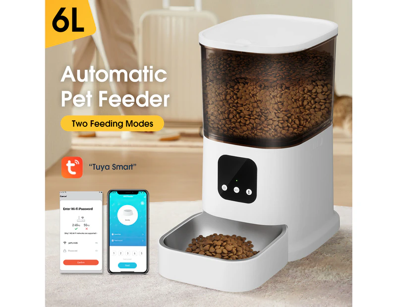 6L Automatic Pet Feeder, WiFi Pet Feeder with APP Control and Programmable Digital Timer for Cats and Dogs