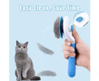 Brush For Cat Dog,Shedding Brush With Self-Clean Eject Button,Cat Grooming Brush,Pet Massage Brush,Blue