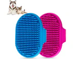 Dog Bath Brush , Pet Bath Comb Brush Soothing Massage Rubber Comb With Adjustable Ring Handle