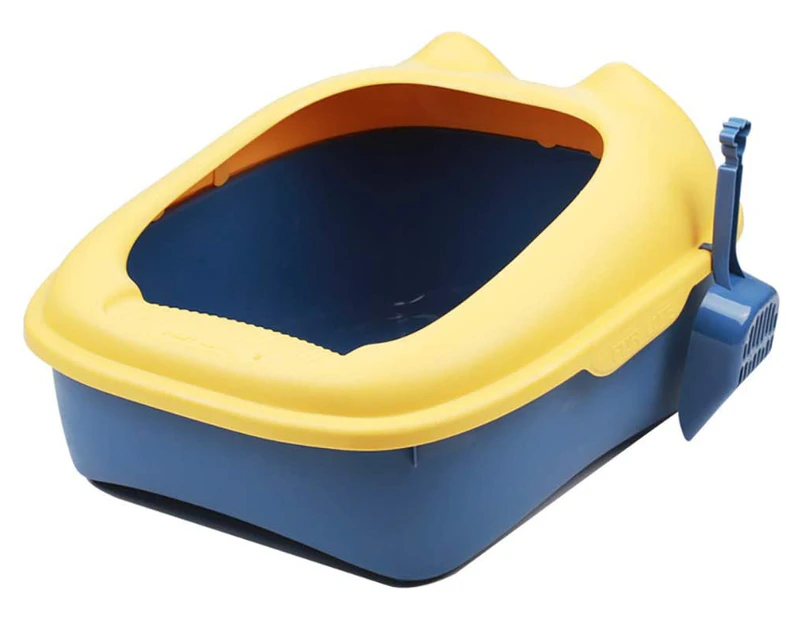 Large Cat Litter Tray, Spill Box Quality Toilet Litter Box Easy Clean Box Pan, 51 * 41.5 * 17Cm,A