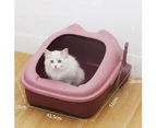 Large Cat Litter Tray, Spill Box Quality Toilet Litter Box Easy Clean Box Pan, 51 * 41.5 * 17Cm,B