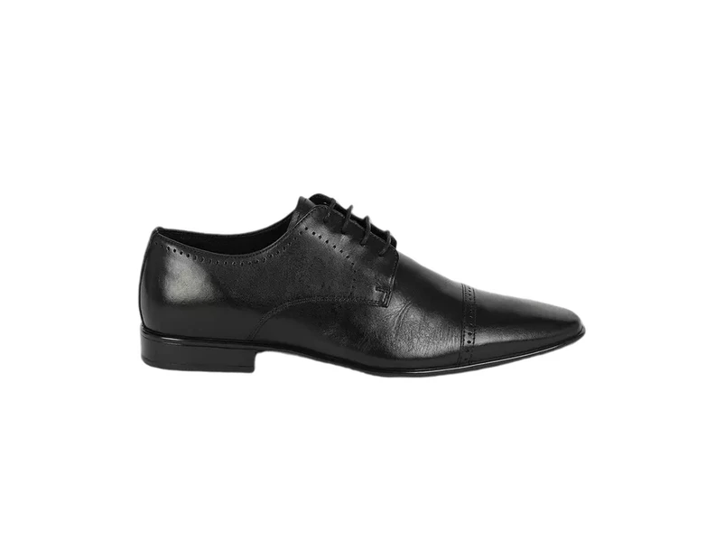 Debenhams Mens Leather Punch Detail Derby Shoes (Black) - DH2722