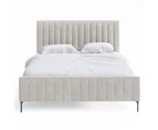 Velvet Fabric Channel Bed Frame in King, Queen and Double Size (Taupe White)
