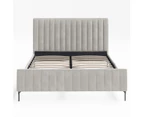 Velvet Fabric Channel Bed Frame in King, Queen and Double Size (Taupe White)