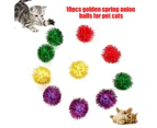 Kbu 10Pcs Funny Pet Cat Kitten Sparkly Glitter Tinsel Pom Balls Chewing Play Toy-Red - Red