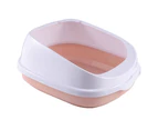 Kbu Semi-Enclosed Anti-Splash Detachable Pet Cats Sand Litter Box Scoop Toilet Tray-S Pink - Pink