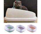 Kbu Semi-Enclosed Anti-Splash Detachable Pet Cats Sand Litter Box Scoop Toilet Tray-S Blue - Blue