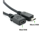 Mini USB Female to Micro USB 5-pin Male Adapter Converter Cable For Android Smart Phone Tablet GPS MP3/ MP4