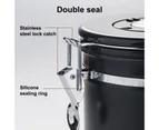 1200/1500/1800ML Sealed Tank Good Sealing Multi-purpose Corrosion-resistant Large Capacity Coffee Beans Tea Valve Airtight Jar with Scoop-Black 1800ml