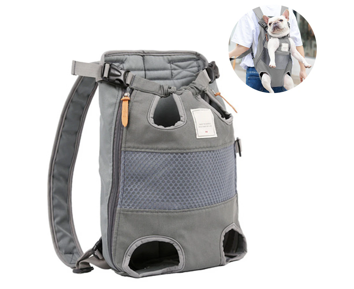 Dog Carrier Backpack - Leg Carrying Backpack For Small, Medium & Large Dogs, Secure Padded Back - Gray