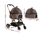 i.Pet Pet Stroller Dog Pram Large Cat Carrier Travel Foldable 4 Wheels Pushchair Double