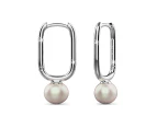 Solid 925 Signature Silver Mathilda Pearl Huggie Earrings