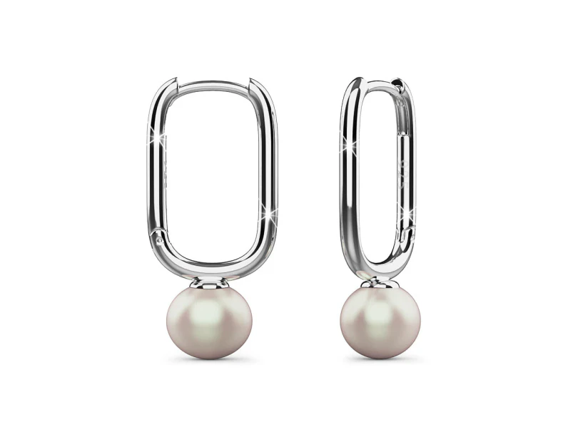 Solid 925 Signature Silver Mathilda Pearl Huggie Earrings