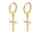 1 Pair Dangle Earrings Zircon Hoop Earrings Trendy Jewelry Cute Crystal Copper Cross Earrings Creative Earrings - Gold