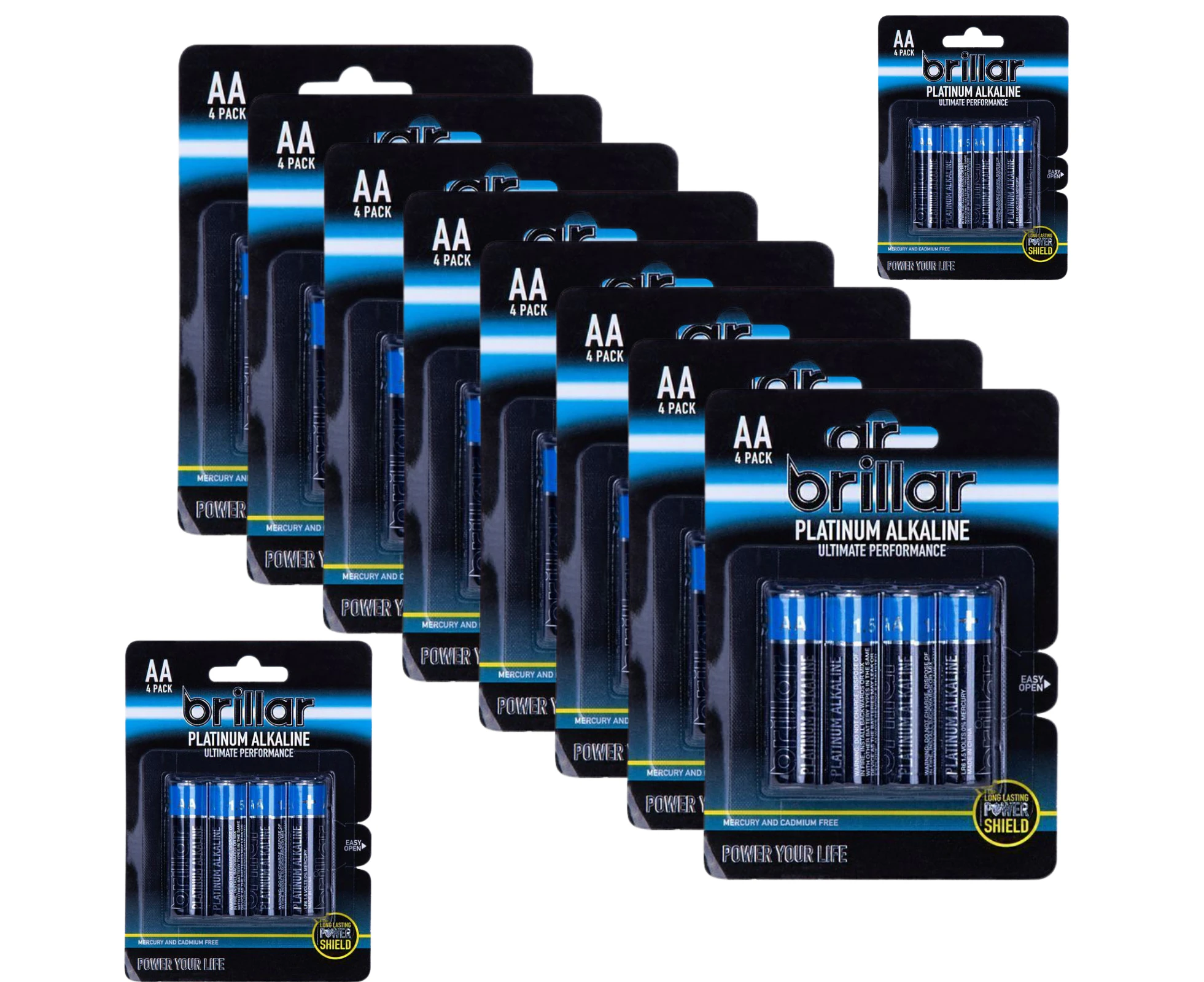 12x 4-Pack LR6 AA Platinum Alkaline Batteries Long Lasting Power Home Office Bulk