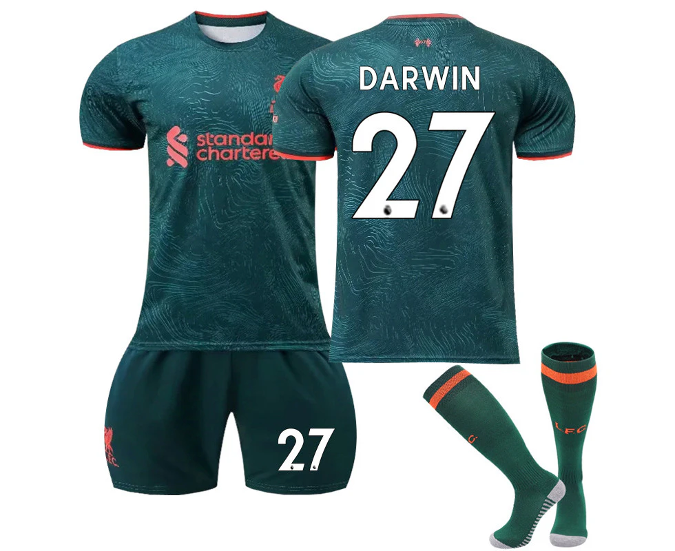 Liverpool FC 2022/23 Third Jersey Darwin No.27 Soccer Jersey 3-Pieces Kits For Kids Adults