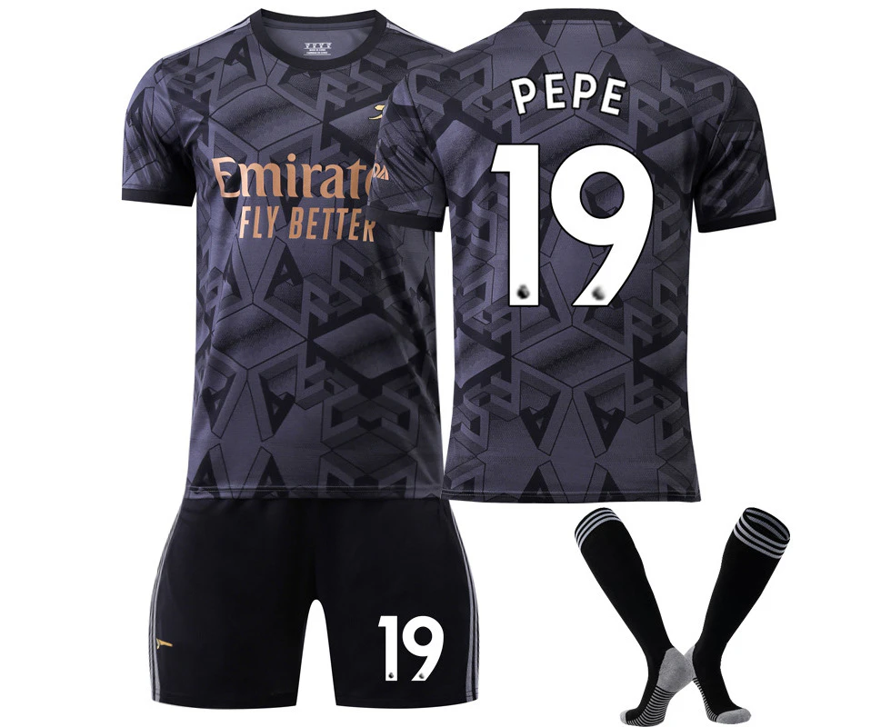 Arsenal 22/23 Away Jersey Pepe No.19 Soccer Jersey 3-Pieces Kits For Kids Adults