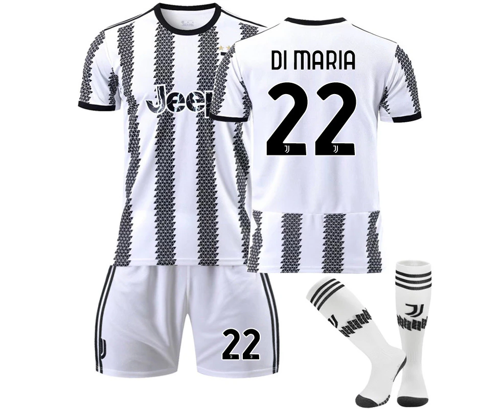 Juventus Home Jersey 2022/23 Di Maria No.22 Soccer Jersey 3-Pieces Kits For Kids Adults