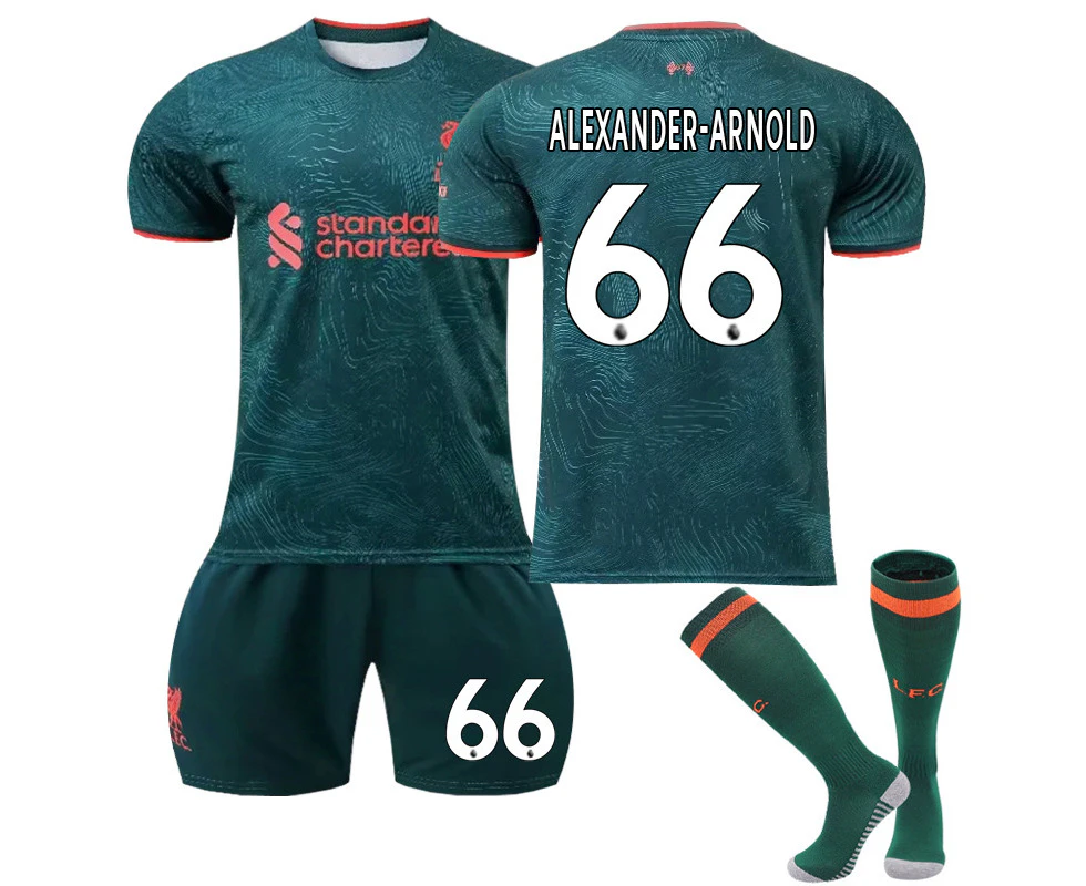 Liverpool FC 2022/23 Third Jersey Alexander-Arnold No.66 Soccer Jersey 3-Pieces Kits For Kids Adults