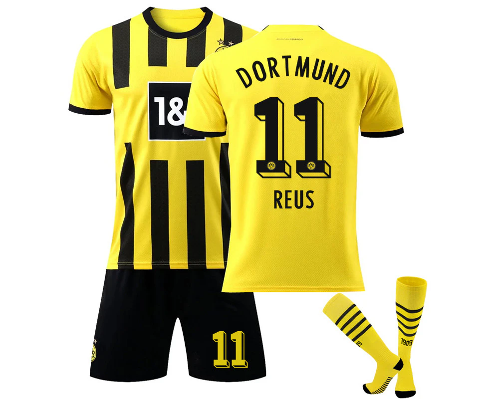 Borussia Dortmund Home Jersey 2022/23 Reus No.11 Soccer Jersey 3-Pieces Kits For Kids Adults