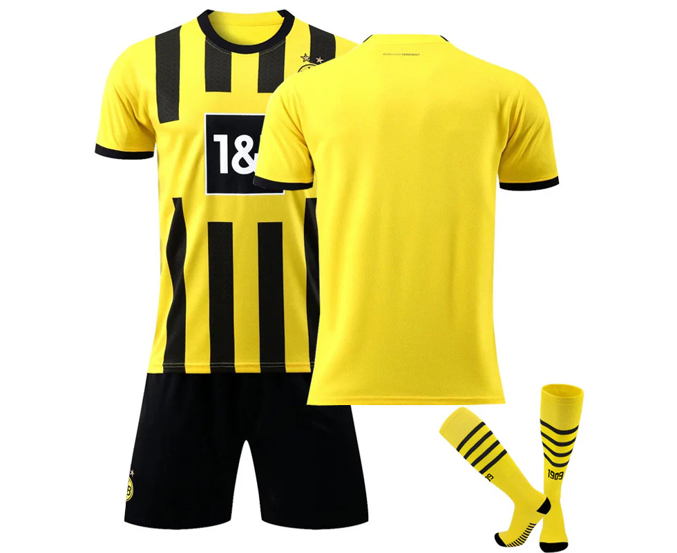 Borussia Dortmund Home Jersey 2022/23 Team Soccer Jersey 3-Pieces Kits For Kids Adults