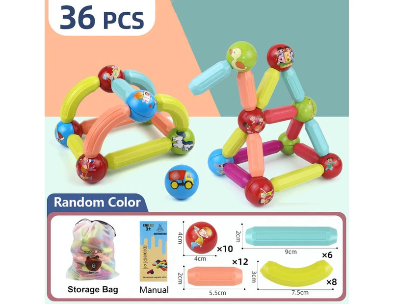 Magnetic Stick Building Blocks Constructor Set Unique Magnet Ball Rod Games Montessori Educational Toys Gift For Kids Boys Girls-36pcs without box,China