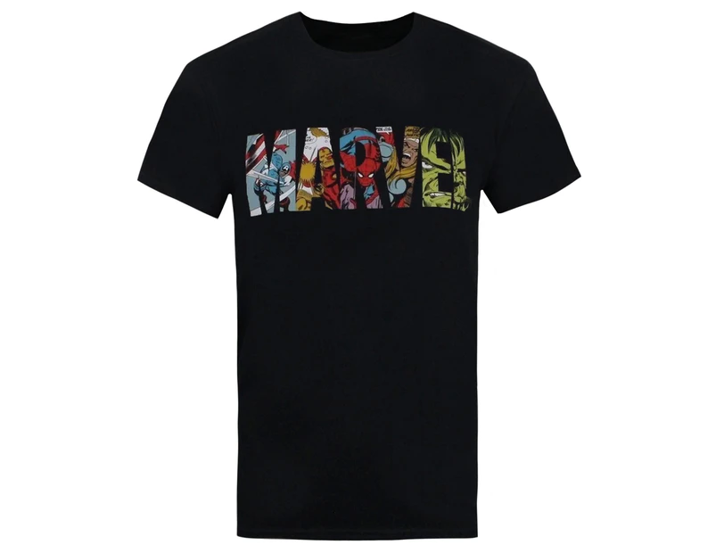 Marvel Mens Comic Strip Logo T-Shirt (Black) - TV860