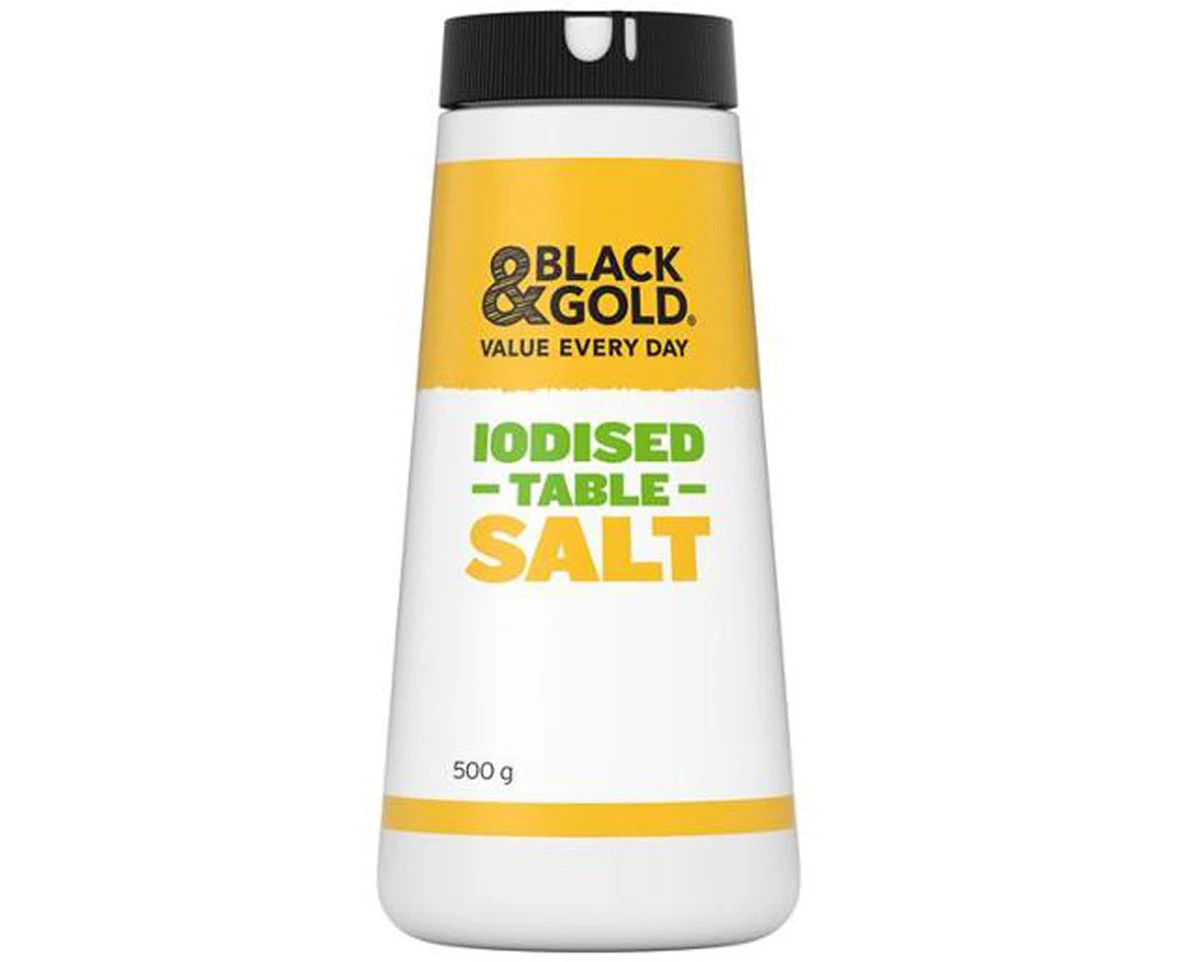 Black & Gold Iodized Drum Table Salt 500gm