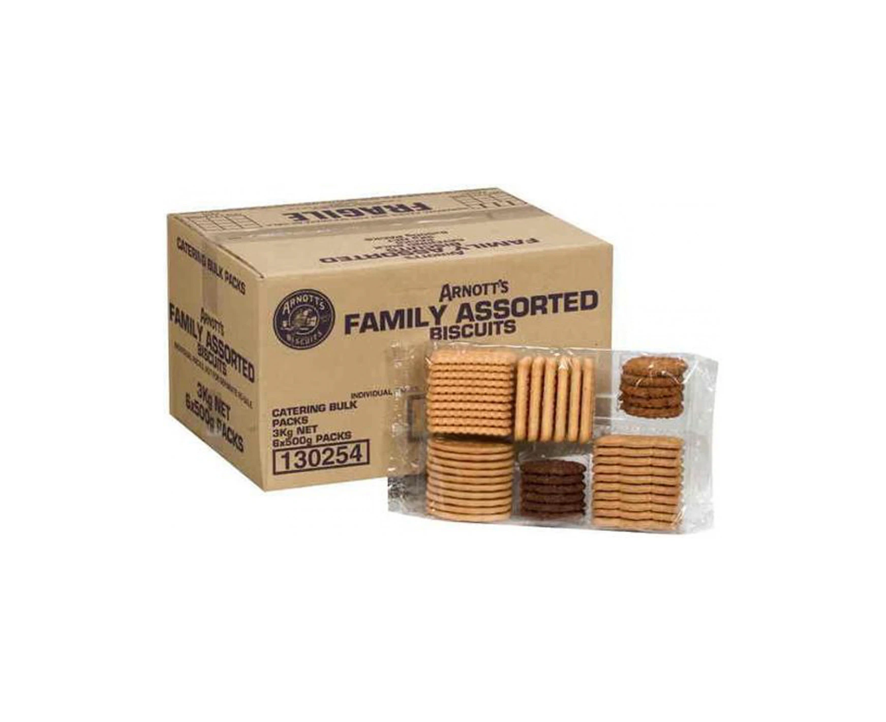 Arnotts Biscuits Family Assorted 6x500g 3kg Carton Bulk Box