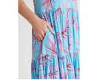 Millers Knitwear Tiered Knee Length Dress - Womens - Turquoise Fern