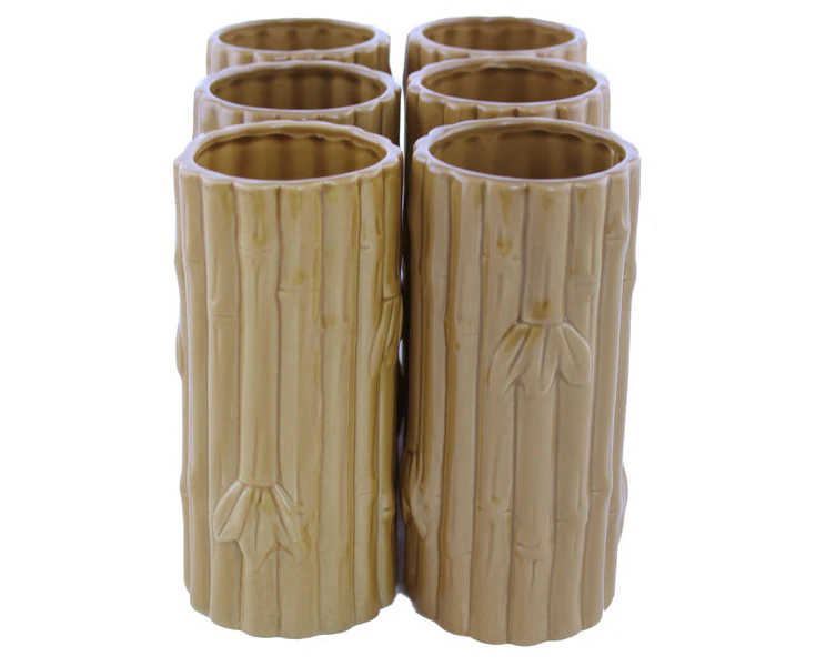 Ceramic Tiki Mug Bamboo Pack of 6