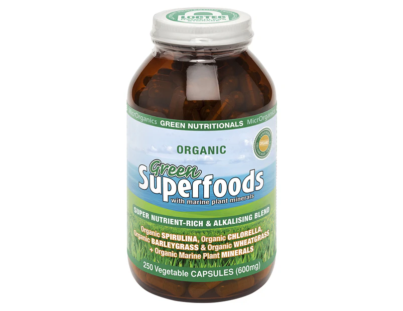 Green Nutritionals GreenSUPERFOODS 250 capsules - Vegan Vegetarian Friendly