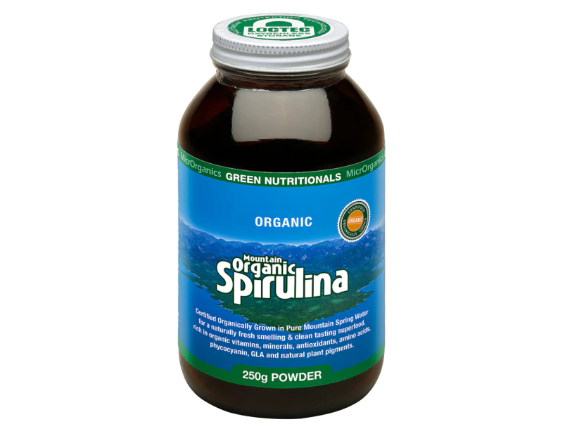 Green Nutritionals Mountain Organic Spirulina 250g powder - Vegan Vegetarian