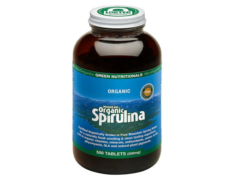 Green Nutritionals Mountain Organic Spirulina 500 tablets - Vegan Vegetarian