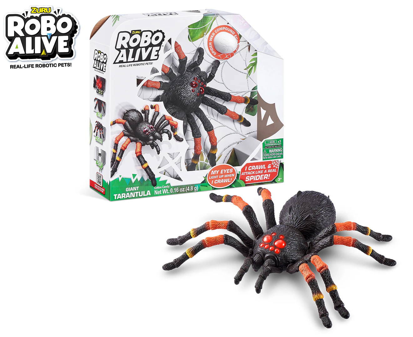 Zuru Robo Alive 38.5cm Giant Tarantula/Spider Kids/Children Toy 3y+ Black