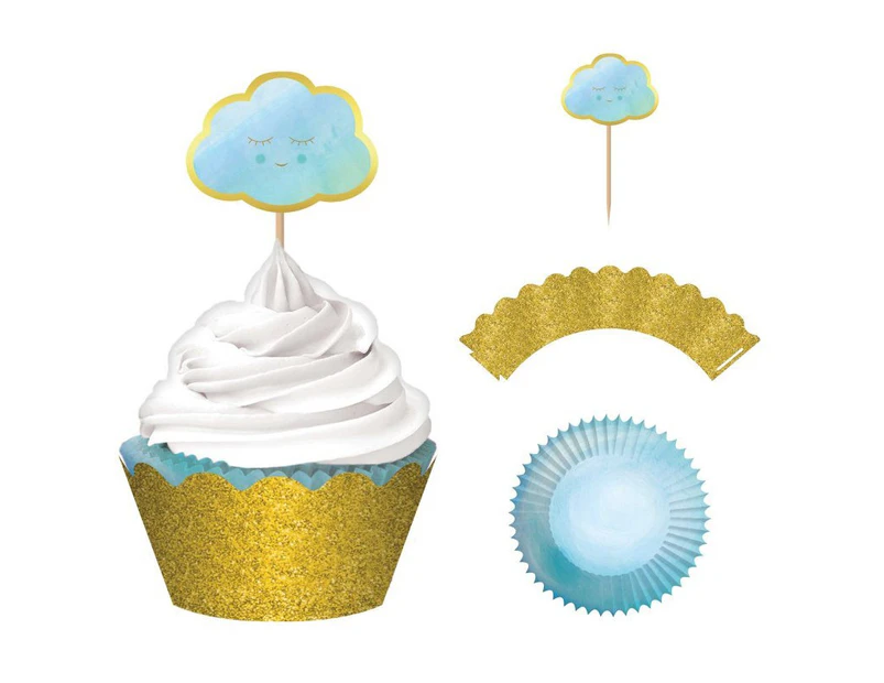 Oh Baby Boy Glittered Cupcake Kit for 24