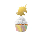 Unicorn Sparkle Cupcake Kit Picks & Cases x 12 Pieces