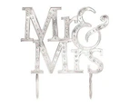Wedding Party Supplies Silver Gems Mr & Mrs 13cm Cake Topper Decoration
