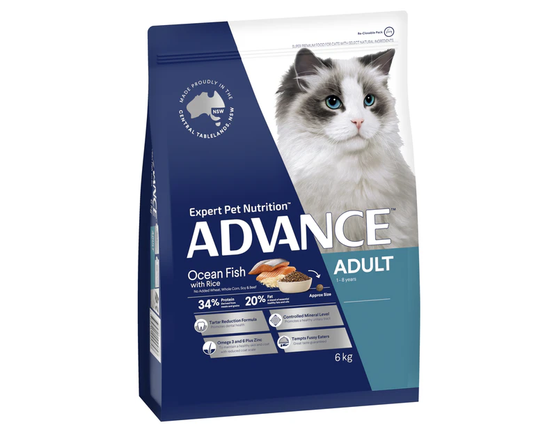 Advance Adult 1+ Dry Cat Food Ocean Fish w/ Rice 6kg