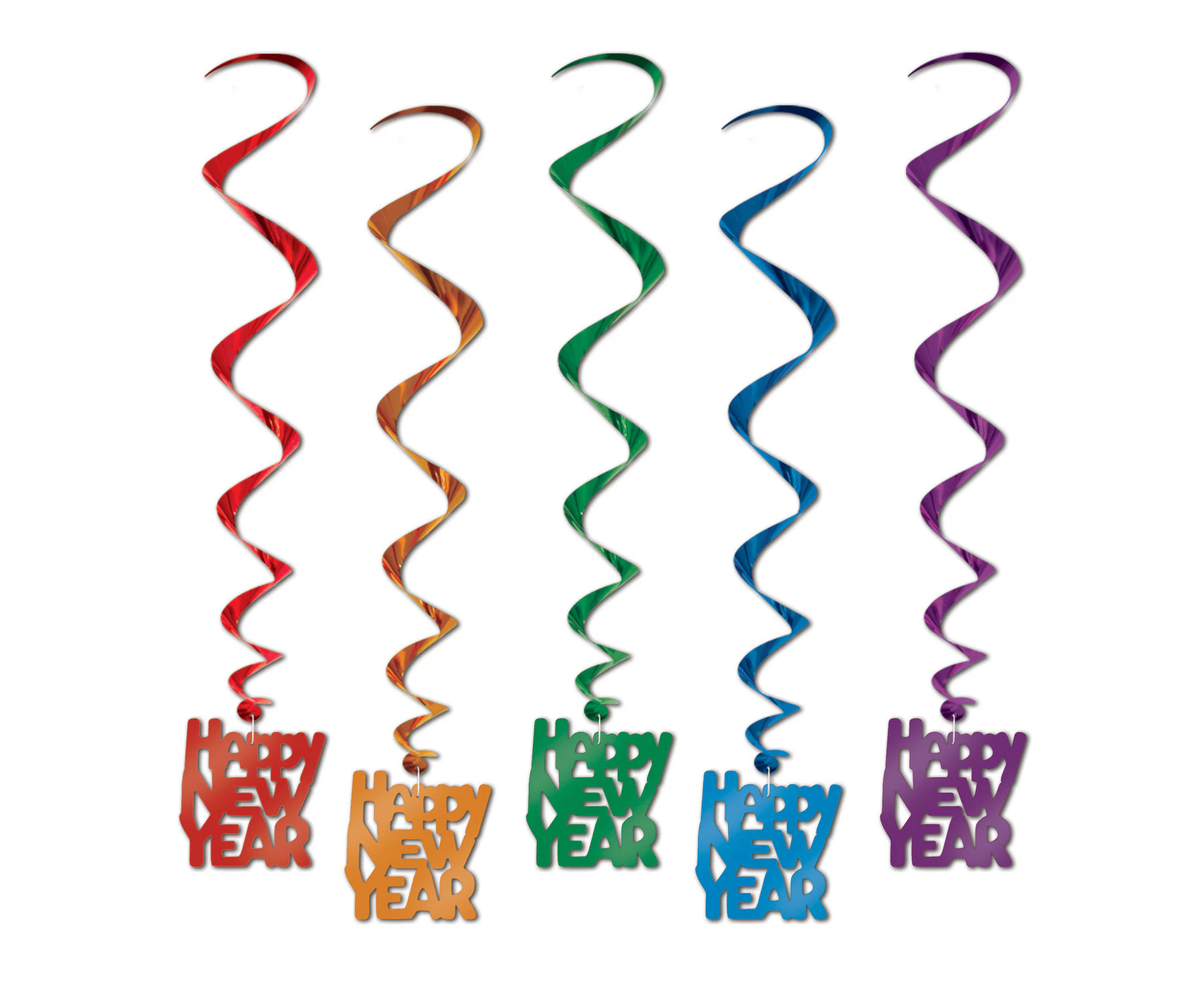 Happy New Year Party Supplies Assorted Swirl Decorations 5 Pack