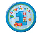 1st Birthday Boys Party Supplies Fun At One Boys Lunch Plates 8 Pack