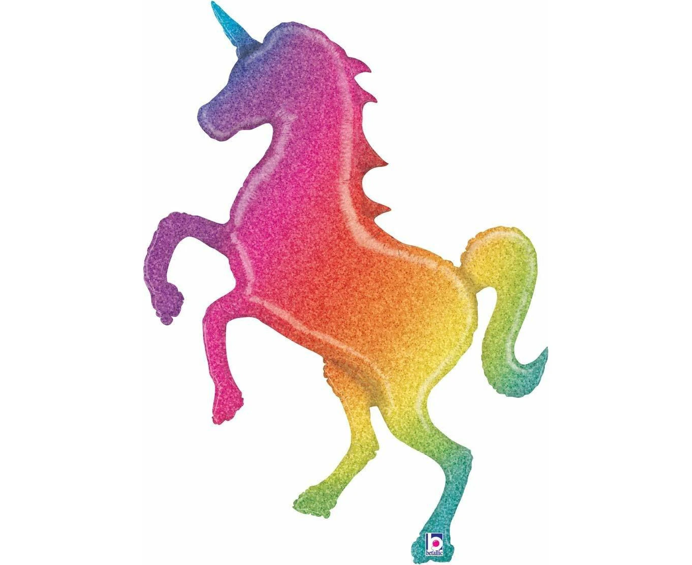 Unicorn Party Supplies Glitter Rainbow Holographic Supershaped Balloon