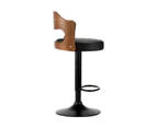 Oikiture Bar Stools Kitchen Swivel Barstool Chair Gas Lift Metal Leather BlackA2